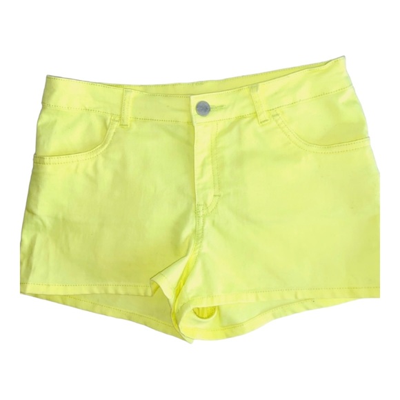 Divided Neon Yellow Shorts Sz 8 - Picture 1 of 3